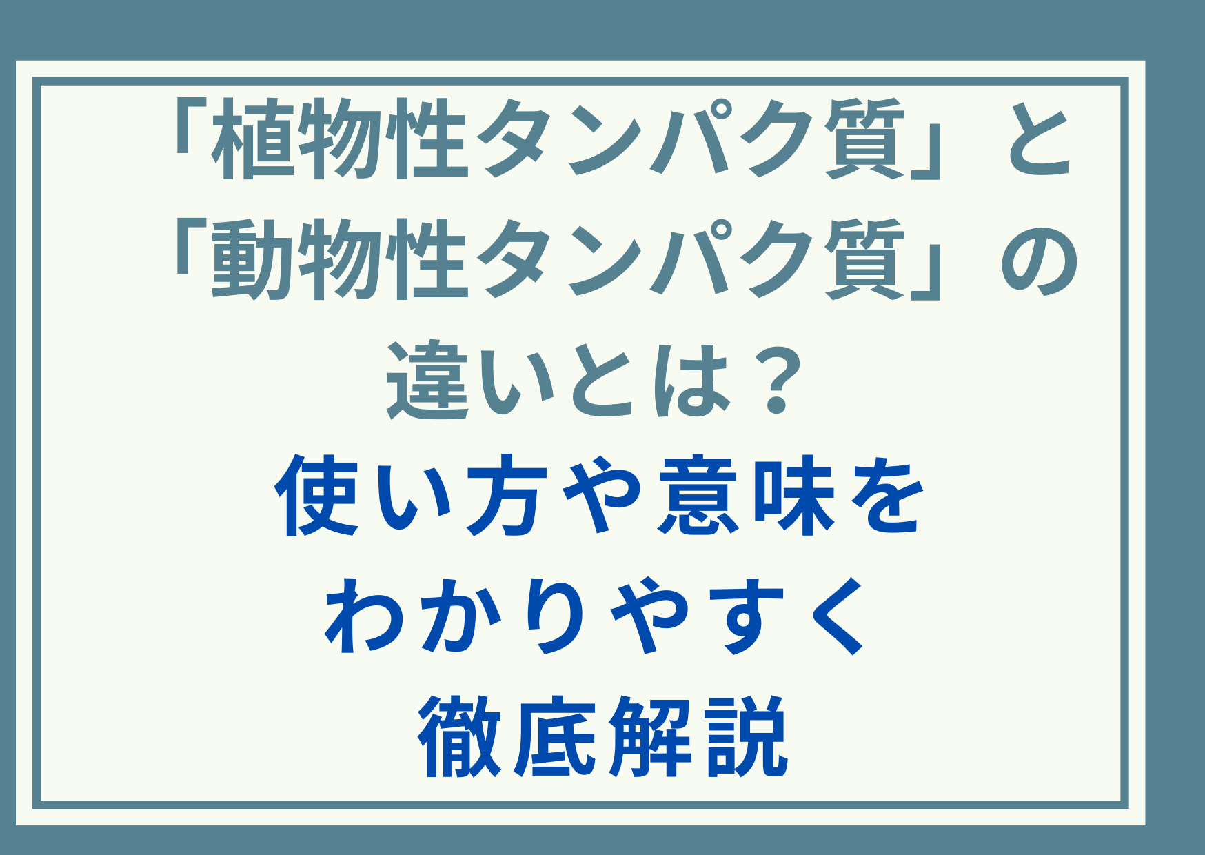 「植物性タンパク質」と「動物性タンパク質」の違いとは？使い方や意味をわかりやすく徹底解説